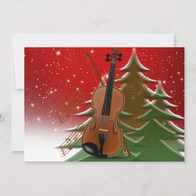 Carte De Remerciements Violin at Christmas, Merry Christmas, Card (Devant)