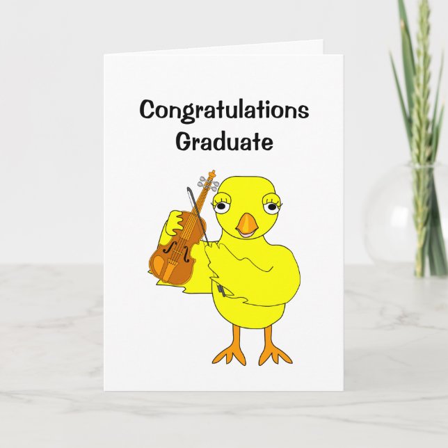 Carte De Remerciements Violon Chick Graduate (Devant)