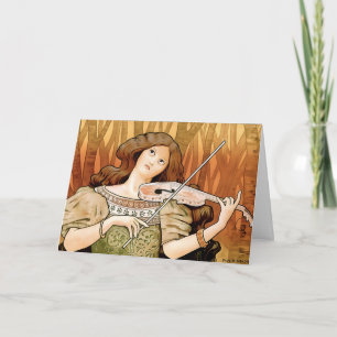 Carte De Remerciements Violons Art Nouveau Vintage Musique Élégante