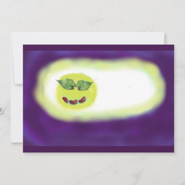 Carte De Remerciements Visage heureux d'haricots rouges et de feuille de (Devant)