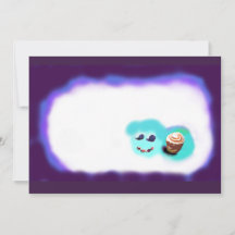 Visages heureux fruit et petit gâteau