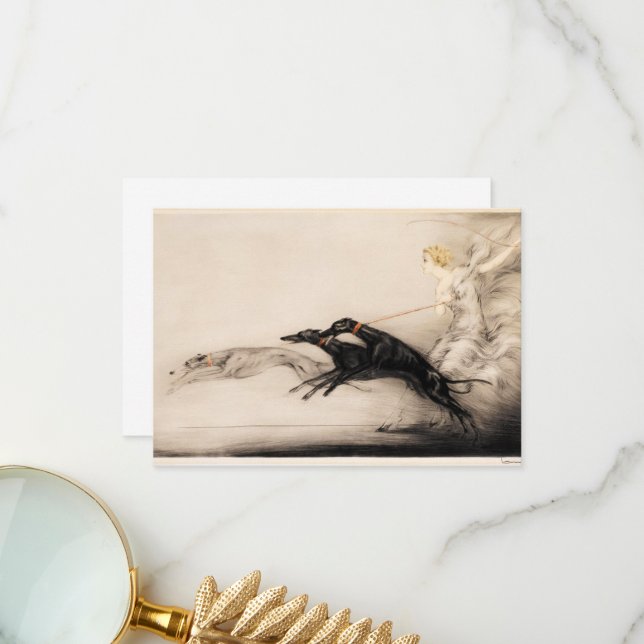 Carte De Remerciements Vitesse II, Vitesse, 1933 par Louis Icart (Devant/Arrière en situation)