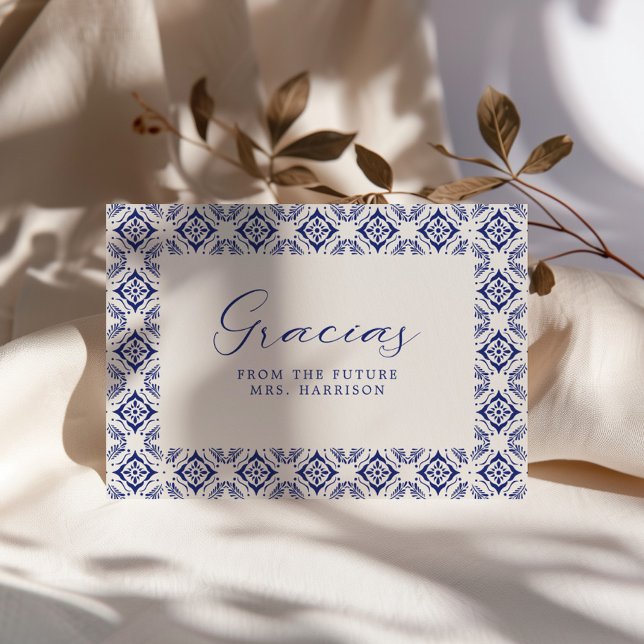 Carte De Remerciements Viva La Novia Blue Talavera Fête de Mariage (Créateur téléchargé)