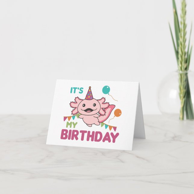 Carte De Remerciements Vœux d'Axolotl C'est mon anniversaire Mignons axol (Devant)