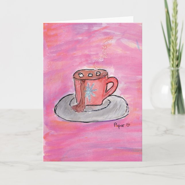 Carte De Remerciements Vœux de CHOColat Chaud - Art pour enfants pour CHO (Devant)