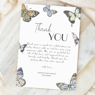 Carte De Remerciements Vœux de gratitude pour la baby shower Papillon