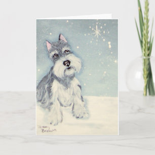 Carte De Remerciements Voeux d'hiver d'un Schnauzer