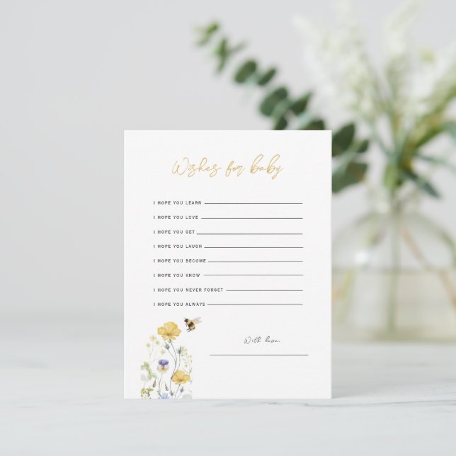 Carte De Remerciements Voeux pour Baby Fleur sauvage Floral Honey Bee Car (Debout devant)