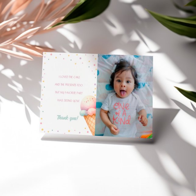 Carte De Remerciements Voici l'anniversaire de la crème glacée Scoop (Créateur téléchargé)