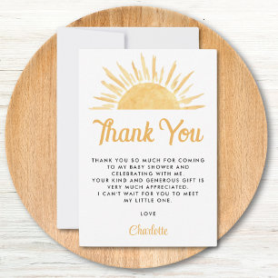 Carte De Remerciements Voici venir le fils Baby Shower Remerciements