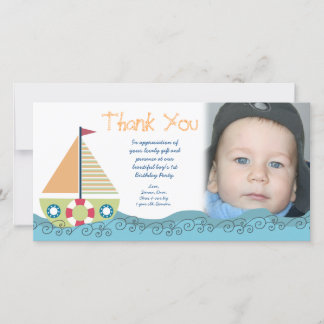 Carte De Remerciements Voile Boys Anniversaire Fête Photocard