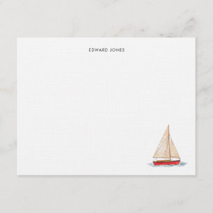 Carte De Remerciements Voilier Yacht Aquarelle Élégant