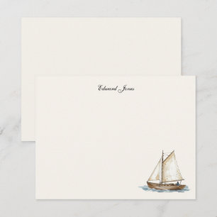 Carte De Remerciements Voilier Yacht aquarelle vintage