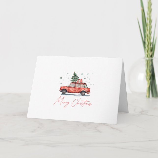 Carte De Remerciements Voiture d'aquarelle personnalisée Realtor Christma (Devant)