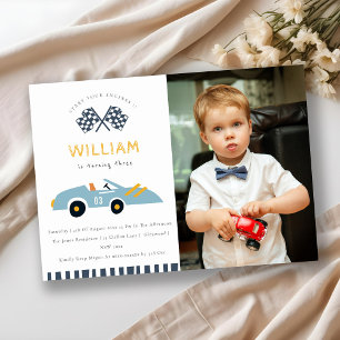 Carte De Remerciements Voiture De Course Mignonne Enfants Photo N'Importe