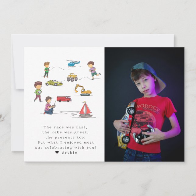 Carte De Remerciements Voiture RC télécommande pour tout âge Moteur Enfan (Devant)