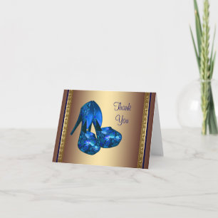 Carte De Remerciements Voiture Royal Blue High Heel Chaussures Blue Gold