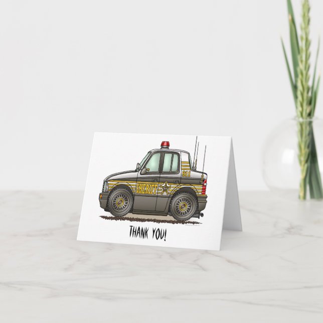 Carte De Remerciements Voiture Sheriff (Devant)