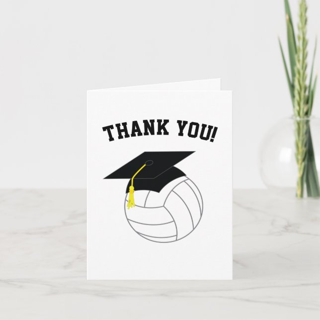 Carte De Remerciements Volleyball Graduation Sports Black White (Devant)