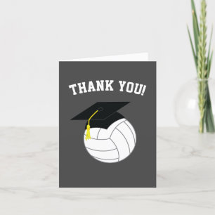Carte De Remerciements Volleyball Graduation Sports Grey