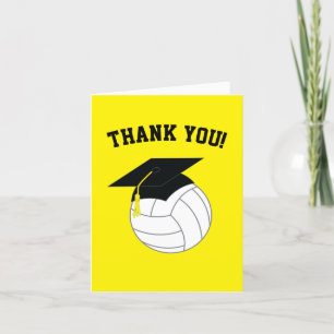 Carte De Remerciements Volleyball Graduation Sports Jaune