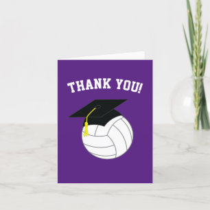 Carte De Remerciements Volleyball Graduation Sports Purple