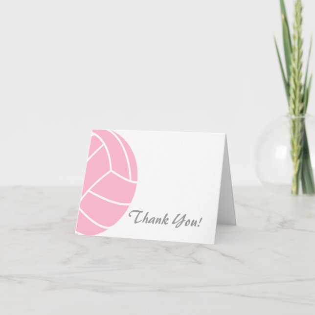 Carte De Remerciements Volleyball rose-clair (Devant)