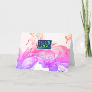 Carte De Remerciements Votre logo, nom commercial, encre violette et oran