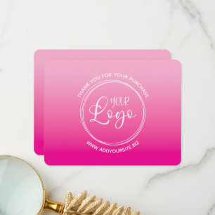 Carte De Remerciements Votre logo ombré rose clair et rose vif