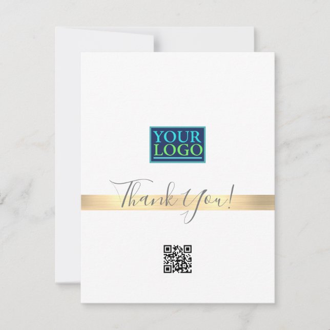 Carte De Remerciements Votre logo QR Code Nom du bus, Gold Stripe, Grey/B (Devant)