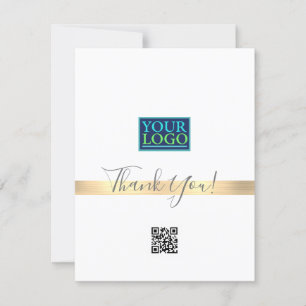 Carte De Remerciements Votre logo QR Code Nom du bus, Gold Stripe, Grey/B
