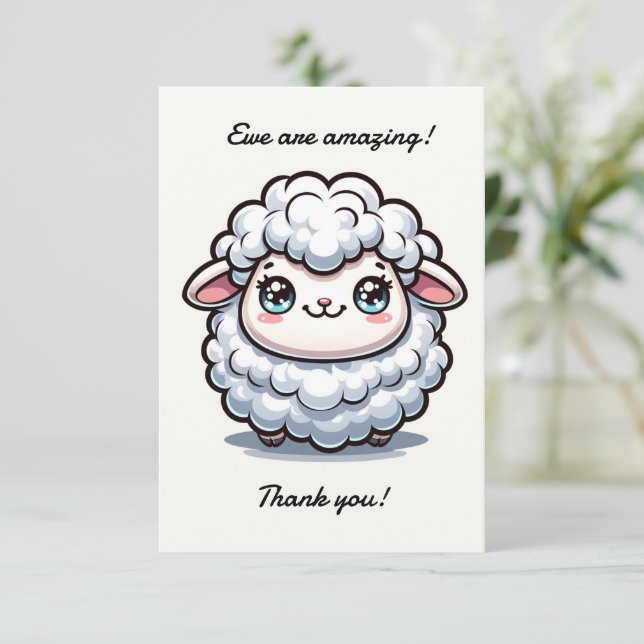 Carte De Remerciements Vous êtes des moutons incroyablement mignons Pun C (Debout devant)