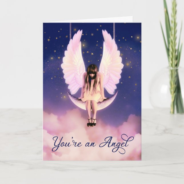 Carte De Remerciements Vous êtes et Angel Celestial en train de balancer  (Devant)