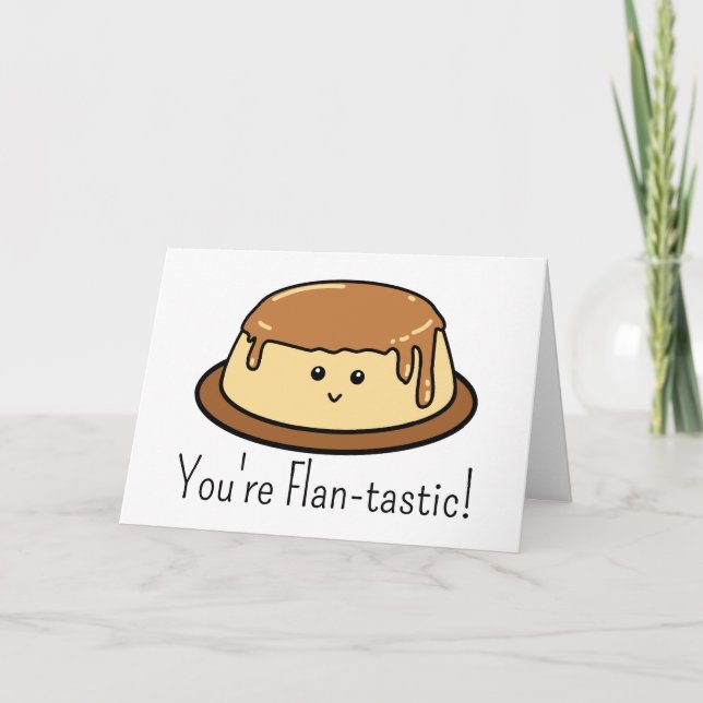 Carte De Remerciements Vous êtes Flan-Tastic Food Pun Anniversaire (Devant)