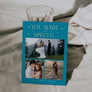 Carte De Remerciements Vous l'avez rendu spécial Photo de mariage bleu aq