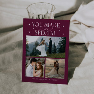 Carte De Remerciements Vous L'avez Rendu Spécial Photo de Mariage Cranber