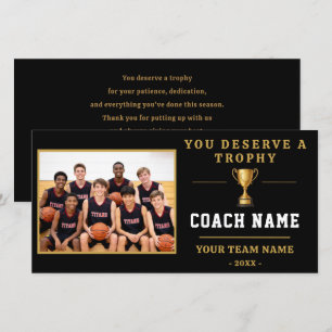 Carte De Remerciements Vous méritez un entraîneur de trophée Photo 
