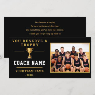 Carte De Remerciements Vous méritez un entraîneur de trophée Photo 