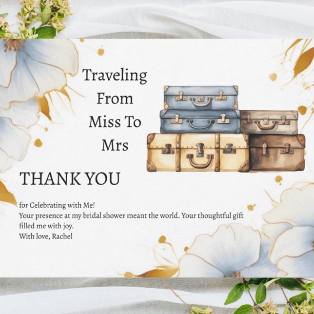 Carte De Remerciements Voyage de Miss à Mrs Fête de Mariage Thème (Créateur téléchargé)