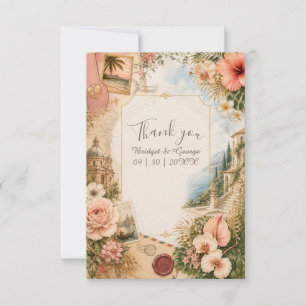 Carte De Remerciements Voyage de noces tropical Luxe Rose doré