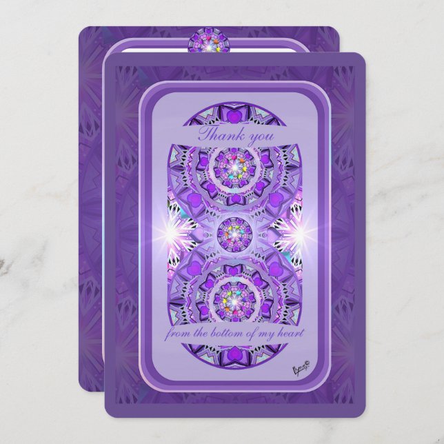 Carte De Remerciements W2 pourpre (Devant / Derrière)