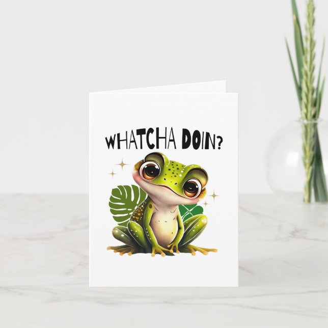 Carte De Remerciements Watcha Do ? Funny Curious Frog (Devant)