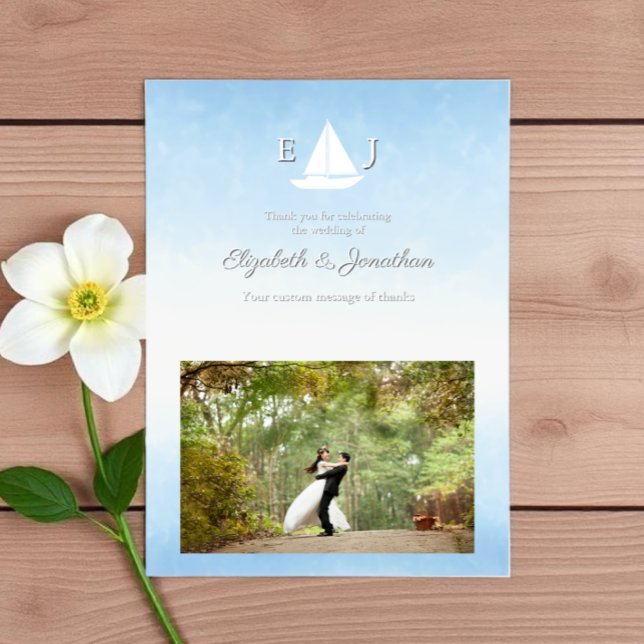 Carte De Remerciements Water Meets Sky Watercolor Wedding (Créateur téléchargé)