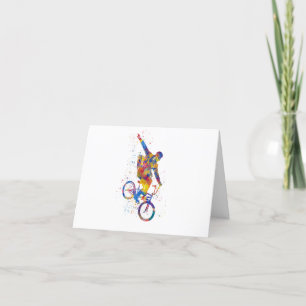 Carte De Remerciements Watercolor bmx rider