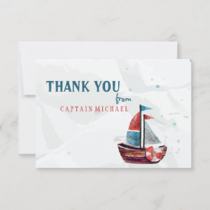Carte de remerciements Watercolor Boat