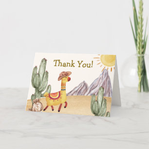 Carte De Remerciements Watercolor Desert Cactus Llama Cowboy Baby shower