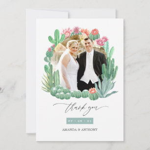 Carte De Remerciements Watercolor Desert Succulents Mariage Photo Collage