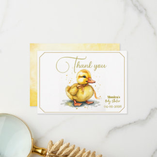 Carte De Remerciements Watercolor Duckling Splash Gender Neutral