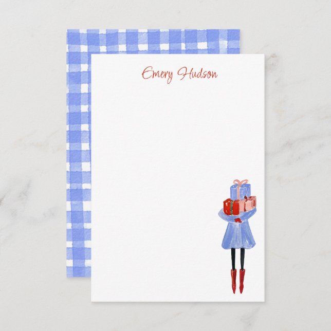 Carte De Remerciements Watercolor Fashion Girl personnalisée (Devant / Derrière)