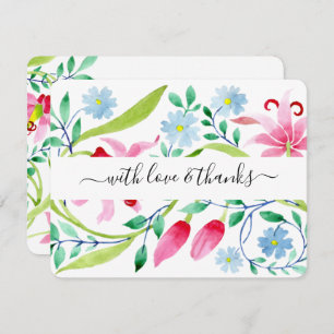 Carte De Remerciements Watercolor Floral Funeral